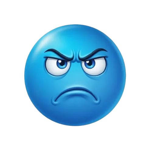 Blue angry reaction emoji