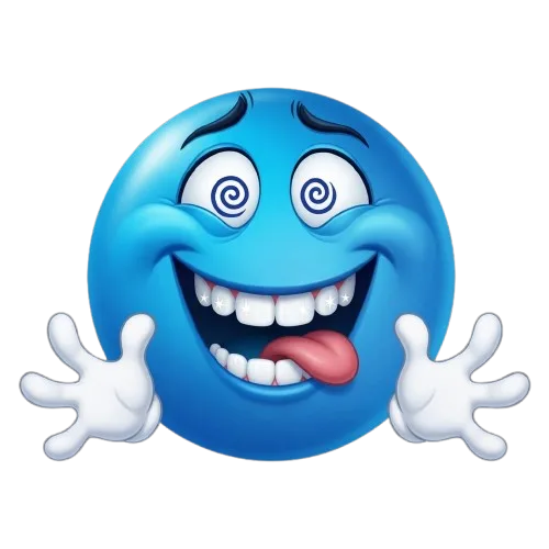 Blue dizzy reaction emoji