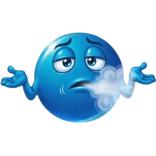 Blue worried emoji breathing heavily with shrugged hands representing overwhelming anxiety