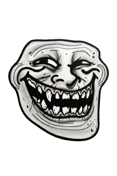 Classic troll face meme with mischievous grin — free transparent PNG download