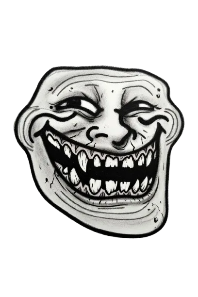 classic troll face transparent overlay for CapCut
